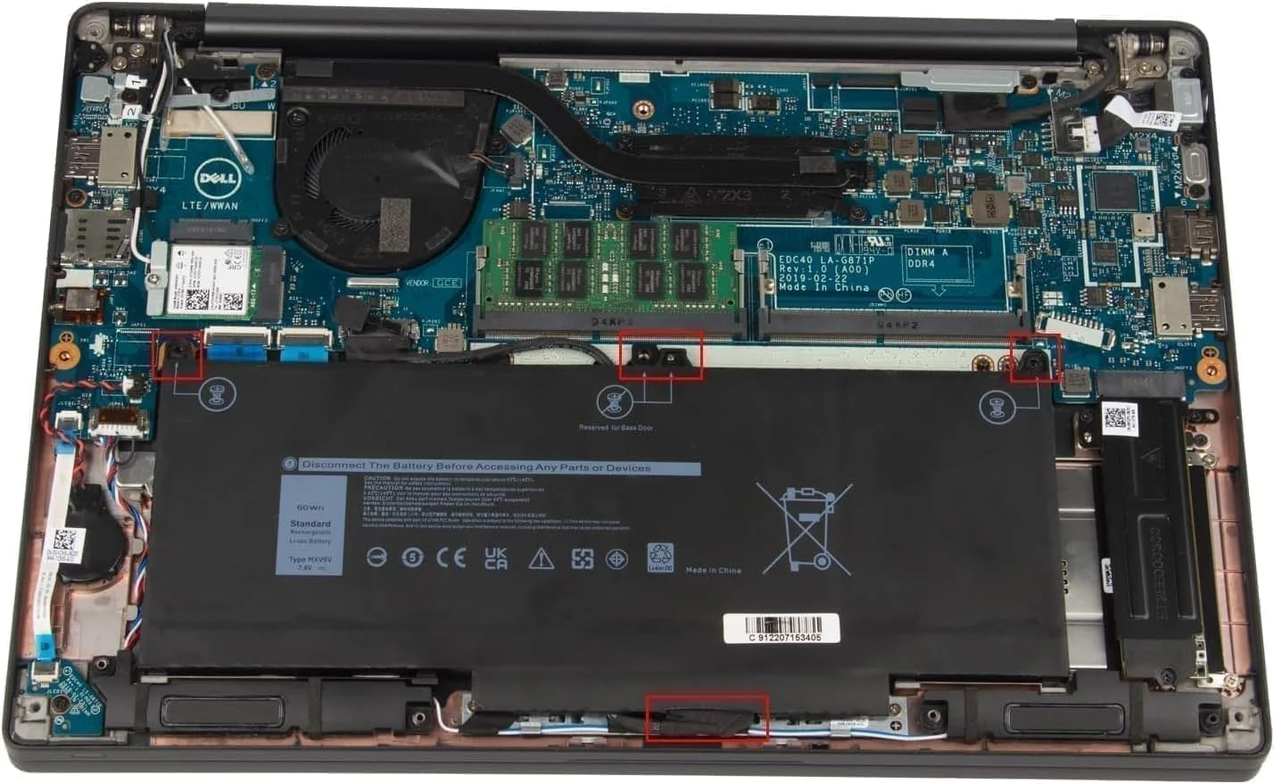 باتری جایگزین MXV9V برای //D.ell'' La.titude (سری های 5300 5310 7400 E5300 E5310 E7300 E7400) Latitude 5300 5310 2-in-1 برای ins.piron 7300/7306 (2-in-1) سری مشکی