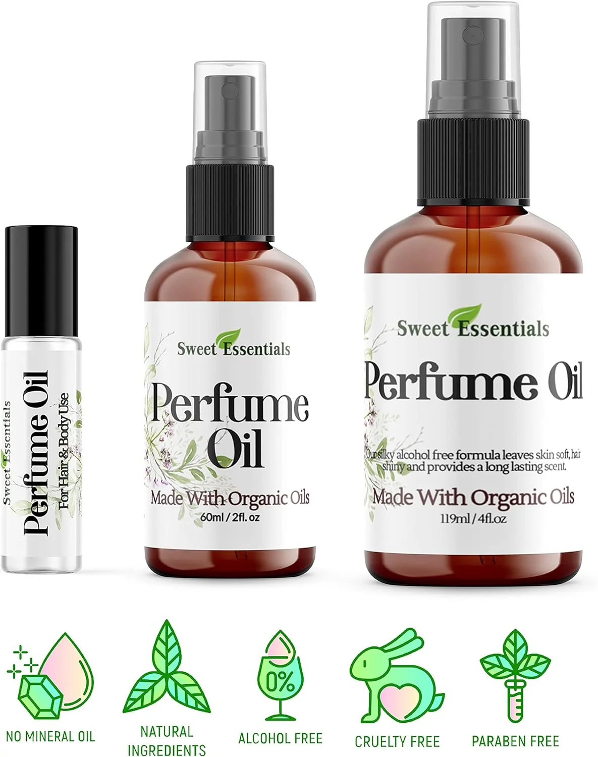 اسانس یاس و وانیل Sweet Essentials - روغن عطر - 60 میلی لیتر ساخته شده با روغن های ارگانیک - روغن عطر اسپری - بدون الکل و مواد نگهدارنده