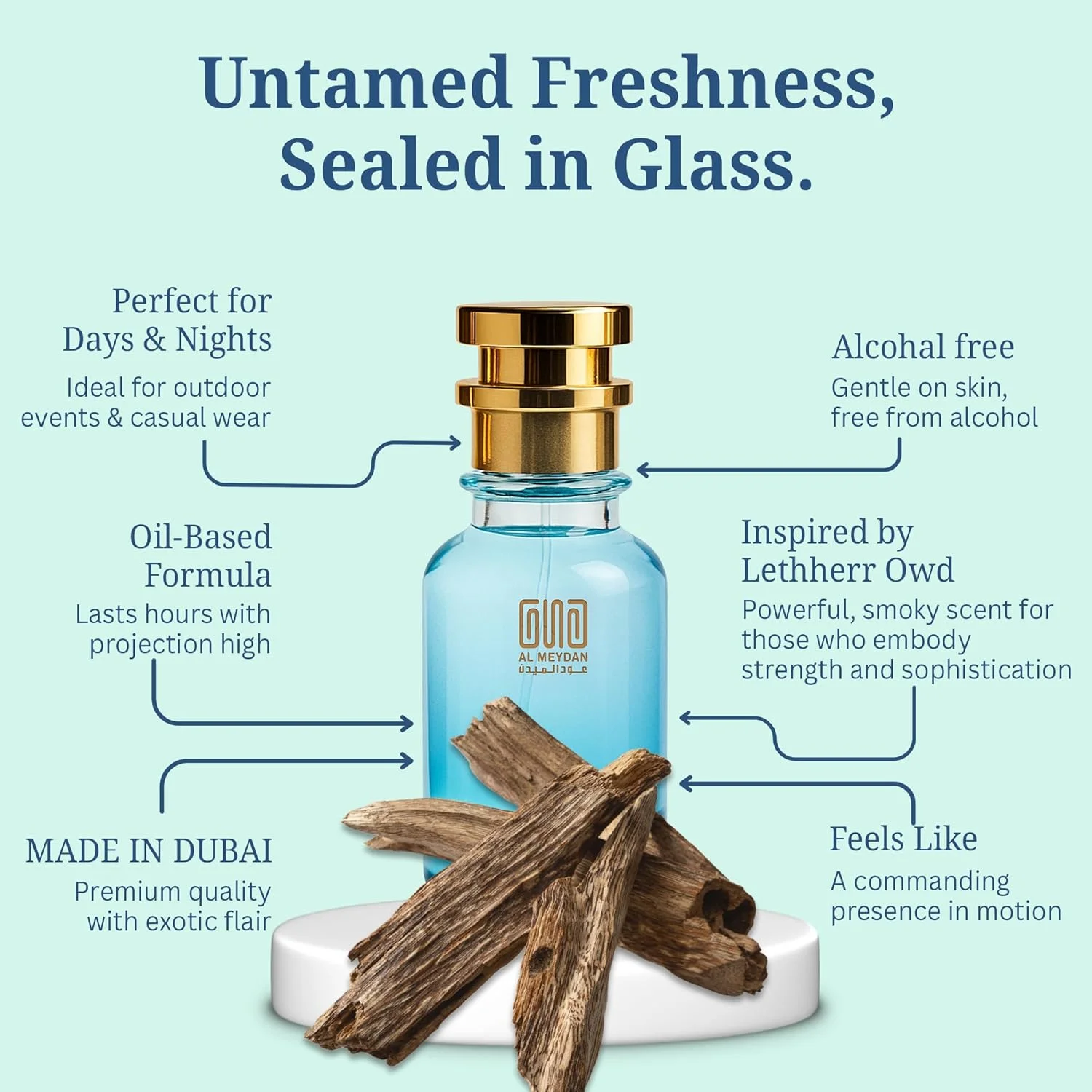 عطر روغنی زنانه و مردانه - رایحه ای از لدر عود - رایحه ای بدون الکل و مناسب برای هر دو جنس با رایحه های چرم، عود، ترنج، هل و نعناع هندی - رایحه گرم و تند ماندگار (50 میلی لیتر)