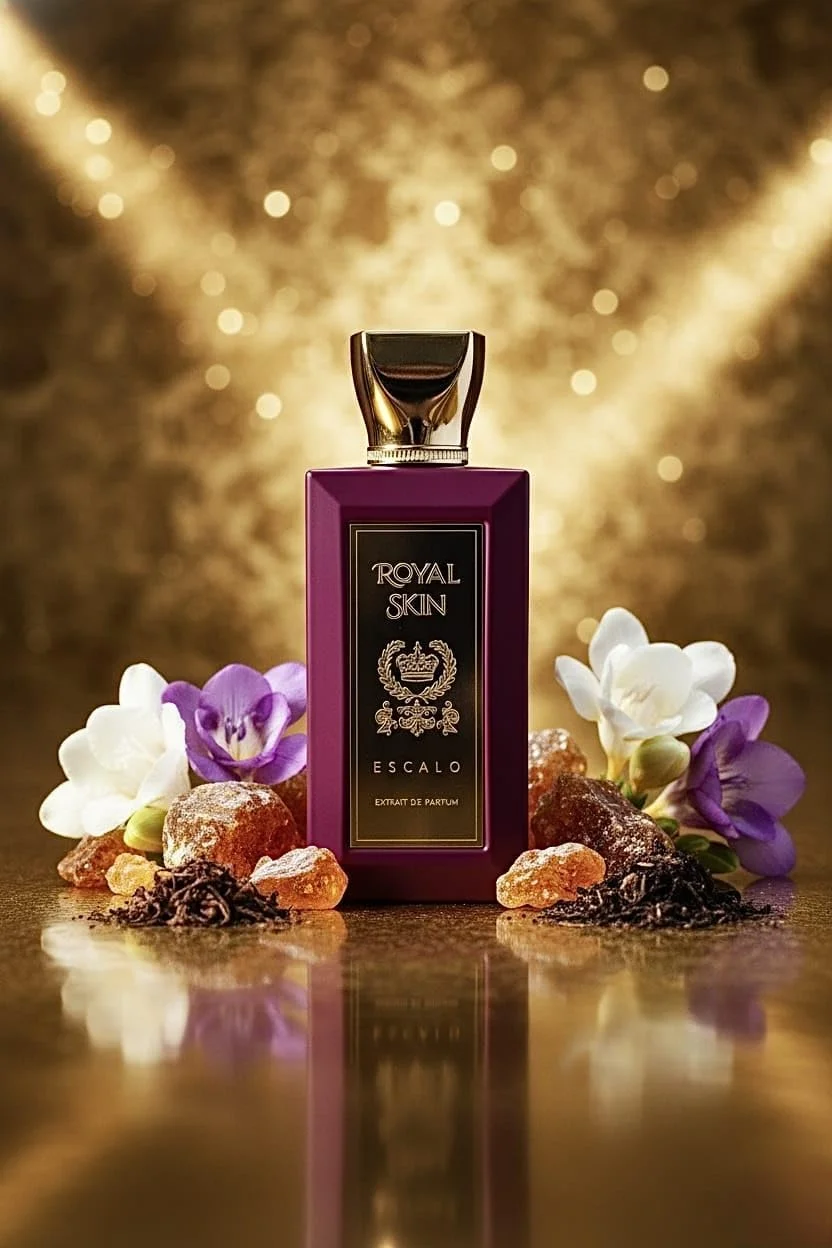 عطر رویال اسکین، 50 میلی لیتر اکستریت د پرفیوم، عطر گلی درخشان با ترنج، گل فریزیا، کهربا و مشک نرم - شیک (50 میلی لیتر، رویال اسکین)