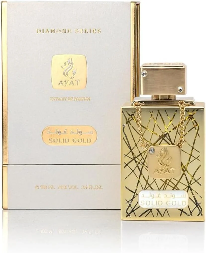 عطر زنانه SOLID GOLD از عطر آیات - سری Diamond | ادو پرفیوم لوکس | رایحه گلی، گرم و دلنشین | ماندگاری طولانی، عطر ممتاز برای زنان | 100 میلی لیتر