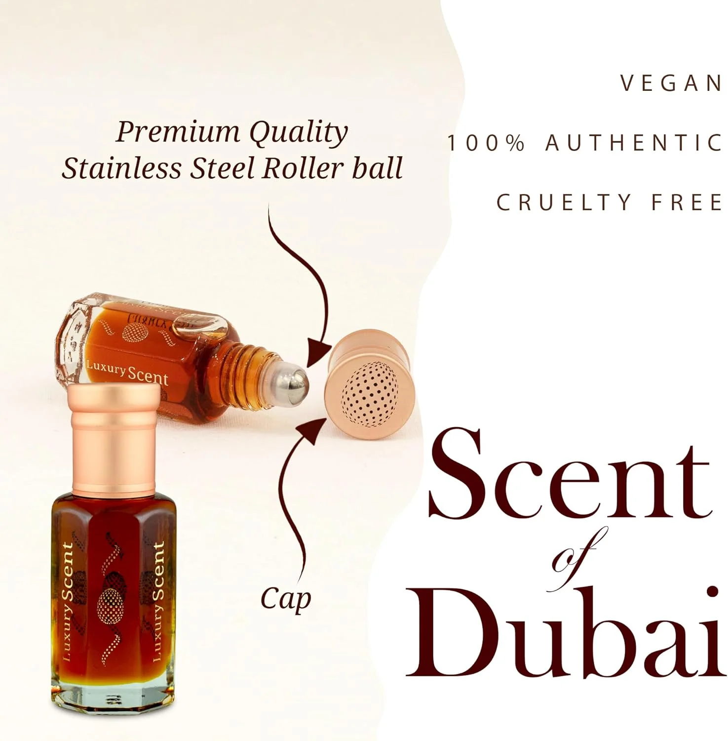 عطر روغنی رولی لوکس با رایحه دبی، رایحه گرم چوبی گلی مشک، عطر روغنی شرقی 6 میلی لیتری برای مردان و زنان، عطر روغنی با کیفیت عالی