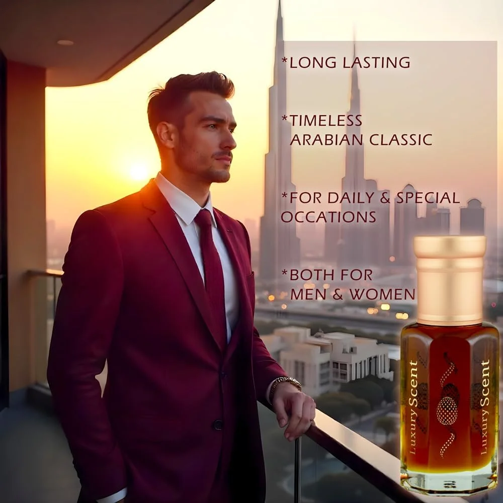 عطر روغنی رولی لوکس با رایحه دبی، رایحه گرم چوبی گلی مشک، عطر روغنی شرقی 6 میلی لیتری برای مردان و زنان، عطر روغنی با کیفیت عالی
