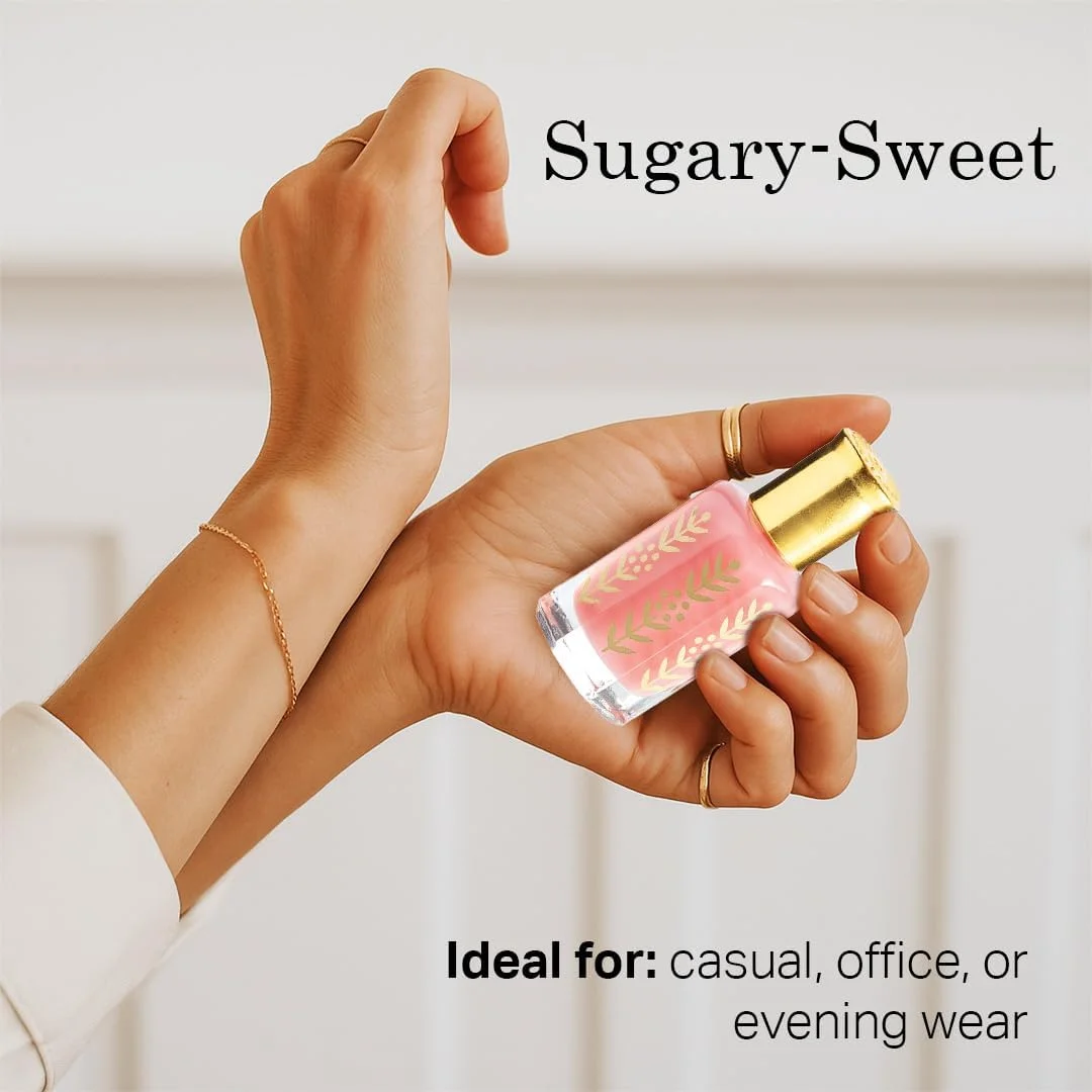 عطر روغنی متمرکز مُشک Nawal Musk Sweetey – رایحه ای شیرین و شکری آمیخته با نت های گرم، عطر عطار ماندگار و بدون جنسیت برای مردان و زنان، 3 میلی لیتر
