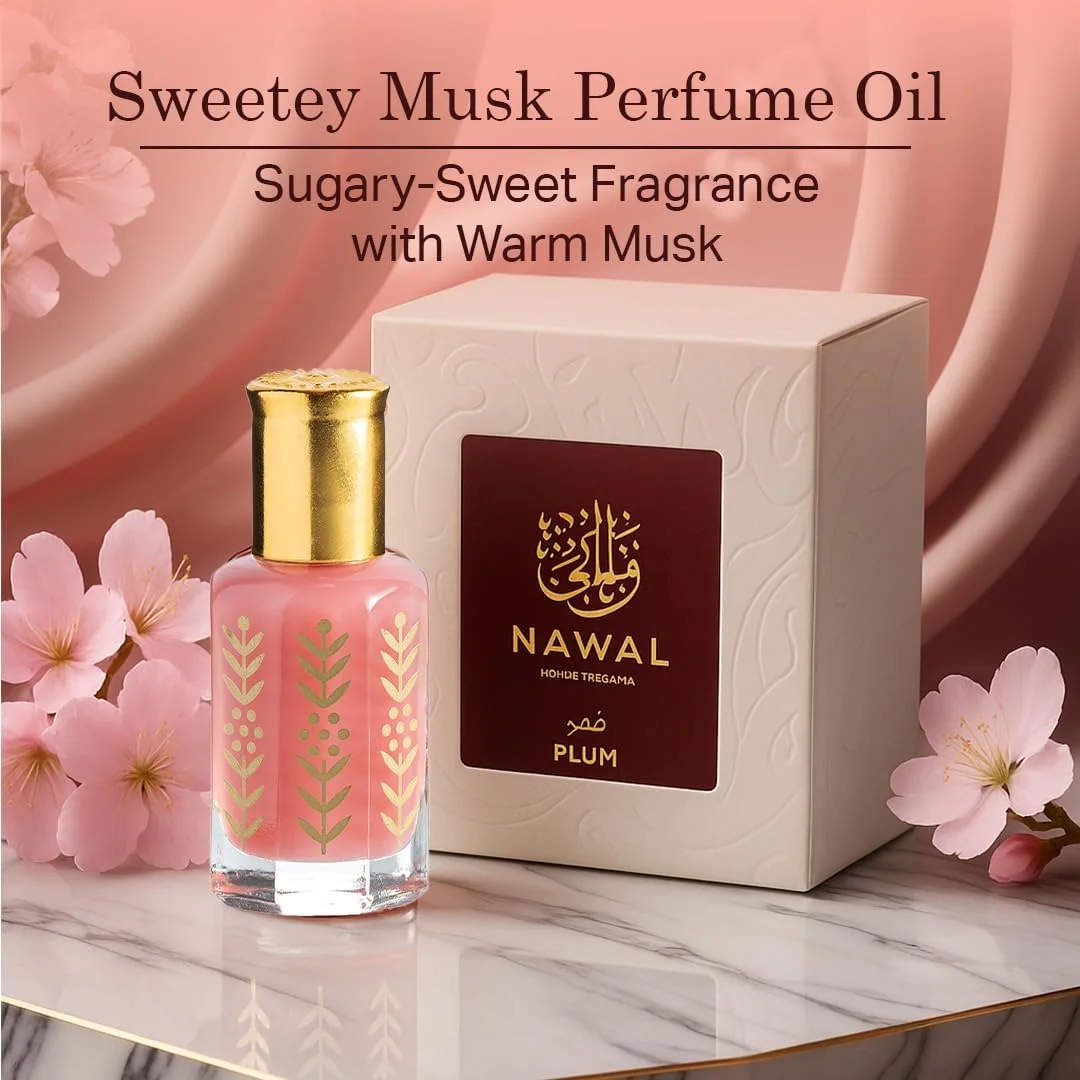 عطر روغنی متمرکز مُشک Nawal Musk Sweetey – رایحه ای شیرین و شکری آمیخته با نت های گرم، عطر عطار ماندگار و بدون جنسیت برای مردان و زنان، 3 میلی لیتر