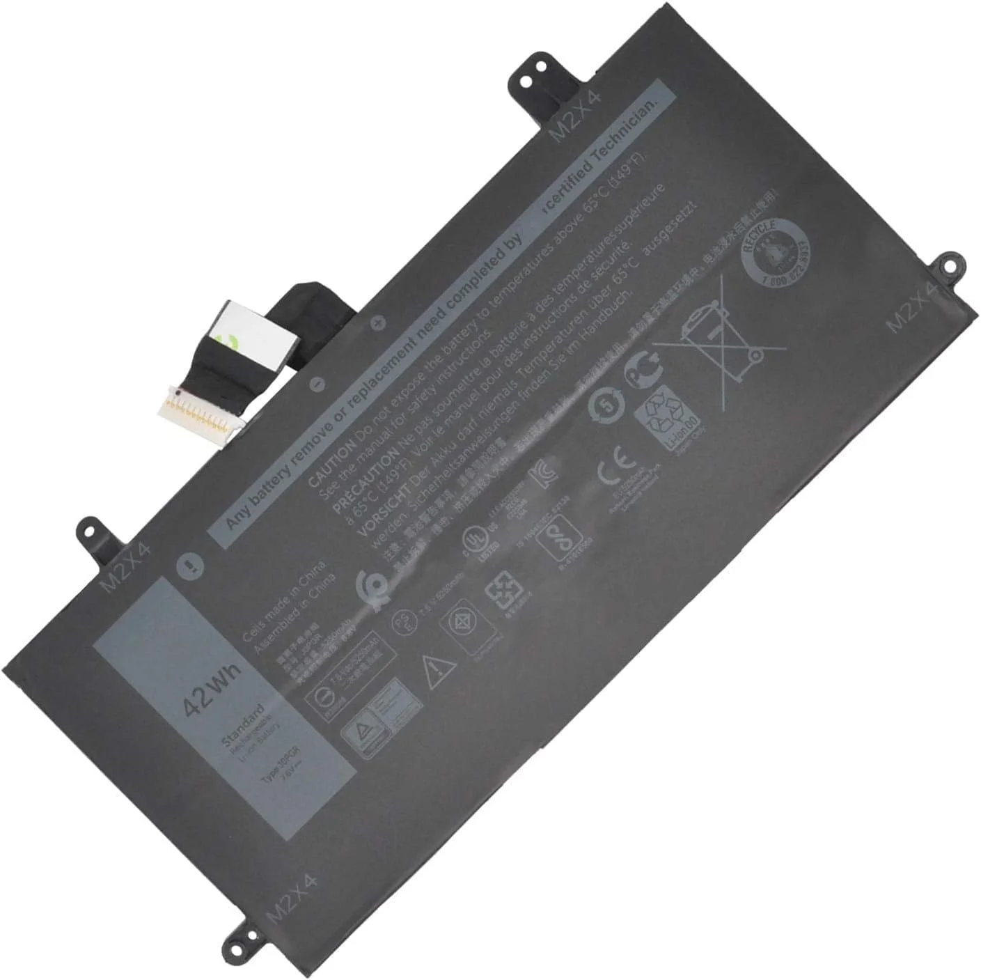 باتری جایگزین لپ تاپ برای Dell' Latitude 12 5285 5290 2-in-1 سری تبلت T17G (7.6V 42Wh)