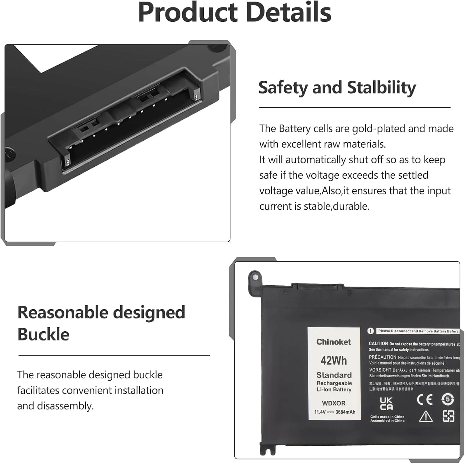 باتری جایگزین جدید WDX0R سازگار با //D.ell'' Inspiron 13 5368 5378 5379 7368 7378 14-7460 15 5565 5567 5568 5578 7560 7570 7579 7569