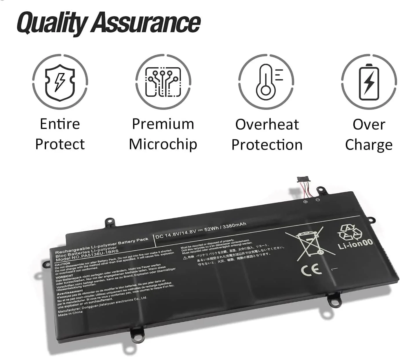 باتری لپ تاپ 52Wh PA5136U-1BRS سازگار با توشیبا Portege Z30-A Z30-B Z30-C Z30T-A Z30T-B Z30T-C Z30-A-1FD 1D6 1G6 13W 13E 13L 13G 13K 10W 10P 10Z 1DU Z33 0-A130 1 x Z30-A1302 Z30-A3201L A872