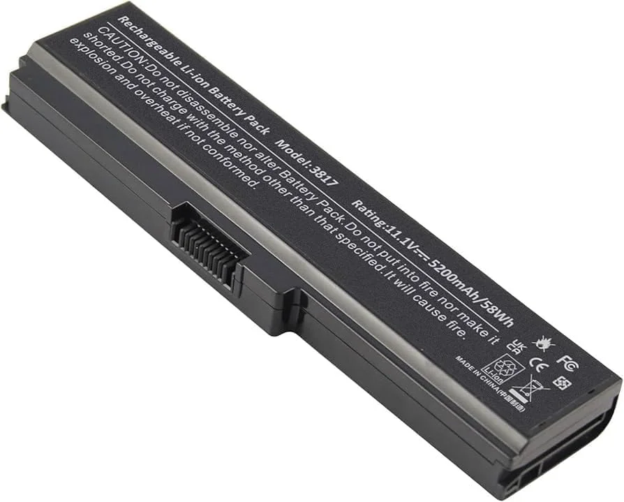 باتری جایگزین PA3817U-1BRS با ظرفیت 4400mAh و ولتاژ 10.8V | سازگار با سری های Satellite C655 C675 C675D L645 L645D L655 L655D L675 L675D و سری های A655 و سایر مدل ها، باتری لپ تاپ با عملکرد بالا