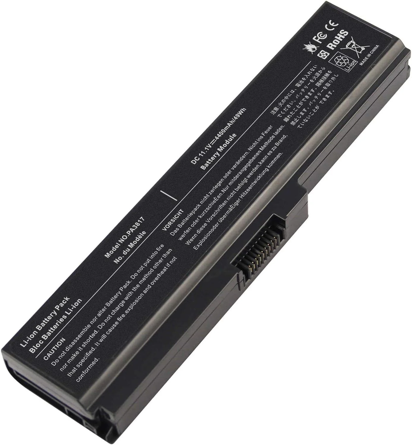 باتری جایگزین PA3817U-1BRS با ظرفیت 4400mAh و ولتاژ 10.8V | سازگار با سری های Satellite C655 C675 C675D L645 L645D L655 L655D L675 L675D و سری های A655 و سایر مدل ها، باتری لپ تاپ با عملکرد بالا