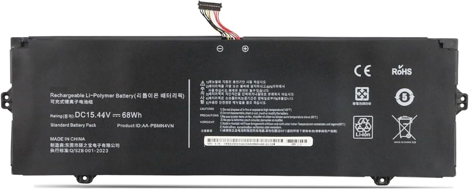 باتری لپ تاپ AA-PBMN4VN سازگار با Samsung Galaxy Book Pro 360 15 15.6" NP950XDB NP950XDB-KA1US NP950XDB-KB1US NP950XDB-KC5US NP950XDB-KC3US NP950QDB NP950QDB-KB1US Series (15.44V 68Wh)