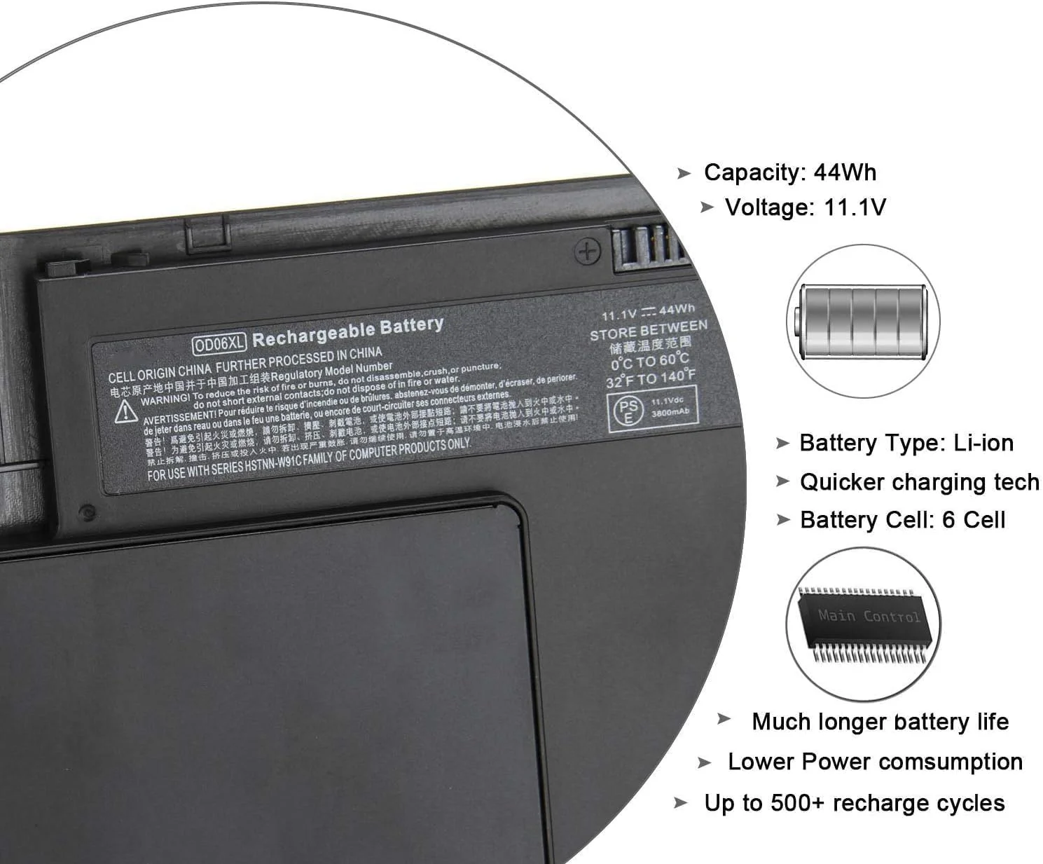 باتری جایگزین لپ تاپ OD06XL برای تبلت های سری H.P Elitebook Revolve 810 G1 G2 G3، شماره قطعه 0D06XL OD06 698750-171 698750-1C1 698943-001 H6L25AA H6L25UT HSTNN-IB4F HSTNN-W91C 11.1V 44Wh باتری جایگزین لپ تاپ OD06XL برای تبلت های سری H.P Elitebook Revolve 810 G1 G2 G3، شماره قطعه 0D06XL OD06 698750-171 698750-1C1 698943-001 H6L25AA H6L25UT HSTNN-IB4F HSTNN-W91C 11.1V 44Wh