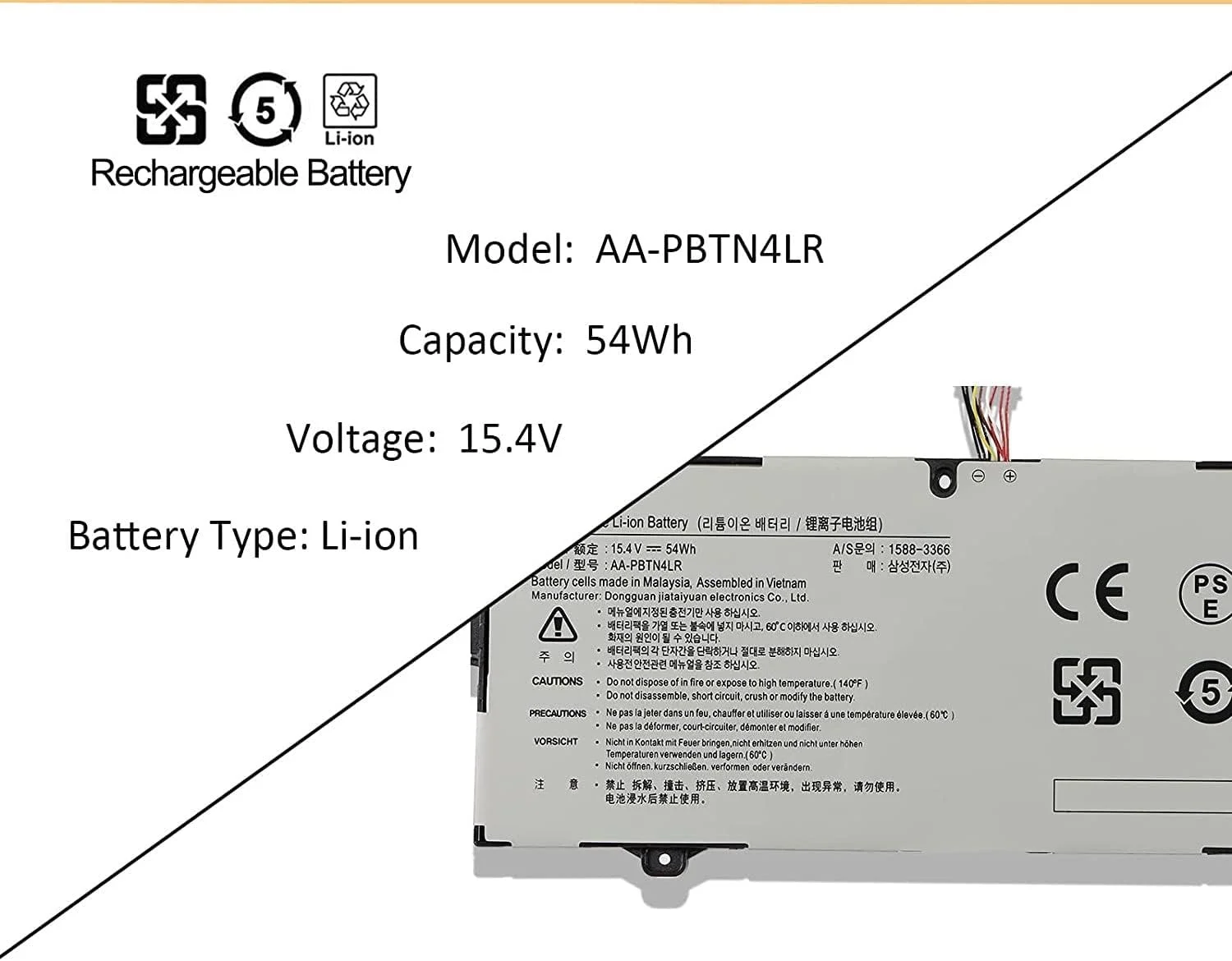 باتری لپ تاپ AA-PBTN4LR سازگار با Samsung 9 Pro NP940X3M NP940X5M NP940X5N NP940X3M-K01US NP940X3M-K02US NP940X5M-X01US NP940X5N-X01US Series BA43-00386A 15.4V 54Wh باتری لپ تاپ AA-PBTN4LR سازگار با Samsung 9 Pro NP940X3M NP940X5M NP940X5N NP940X3M-K01US NP940X3M-K02US NP940X5M-X01US NP940X5N-X01US Series BA43-00386A 15.4V 54Wh