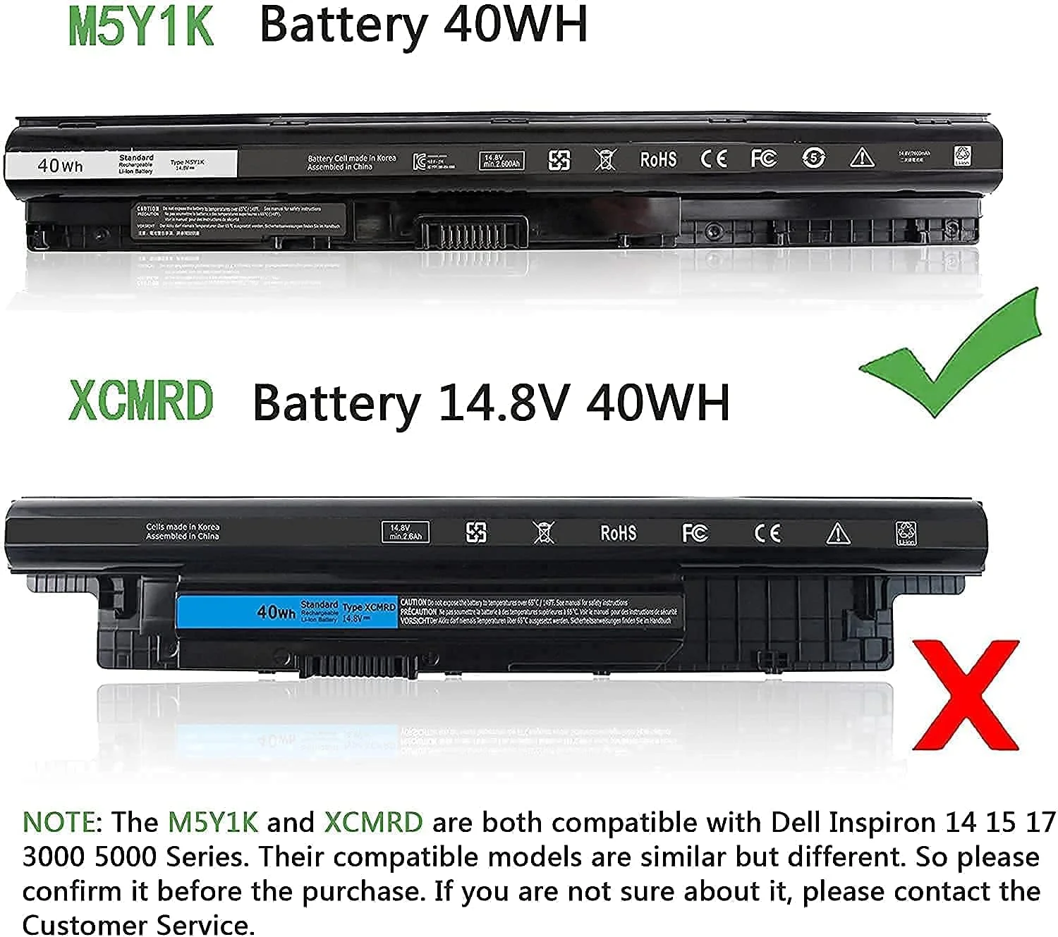 باتری 40WH M5Y1K 14.8V سازگار با لپتاپهای Dell Inspiron 15 5555 5558 5559 3558 14 3451 5458 17 5755 5758 5759 Vostro 3451 3458 3558 451-bbmg WKRJ2 باتری 40WH M5Y1K 14.8V سازگار با لپتاپهای Dell Inspiron 15 5555 5558 5559 3558 14 3451 5458 17 5755 5758 5759 Vostro 3451 3458 3558 451-bbmg WKRJ2