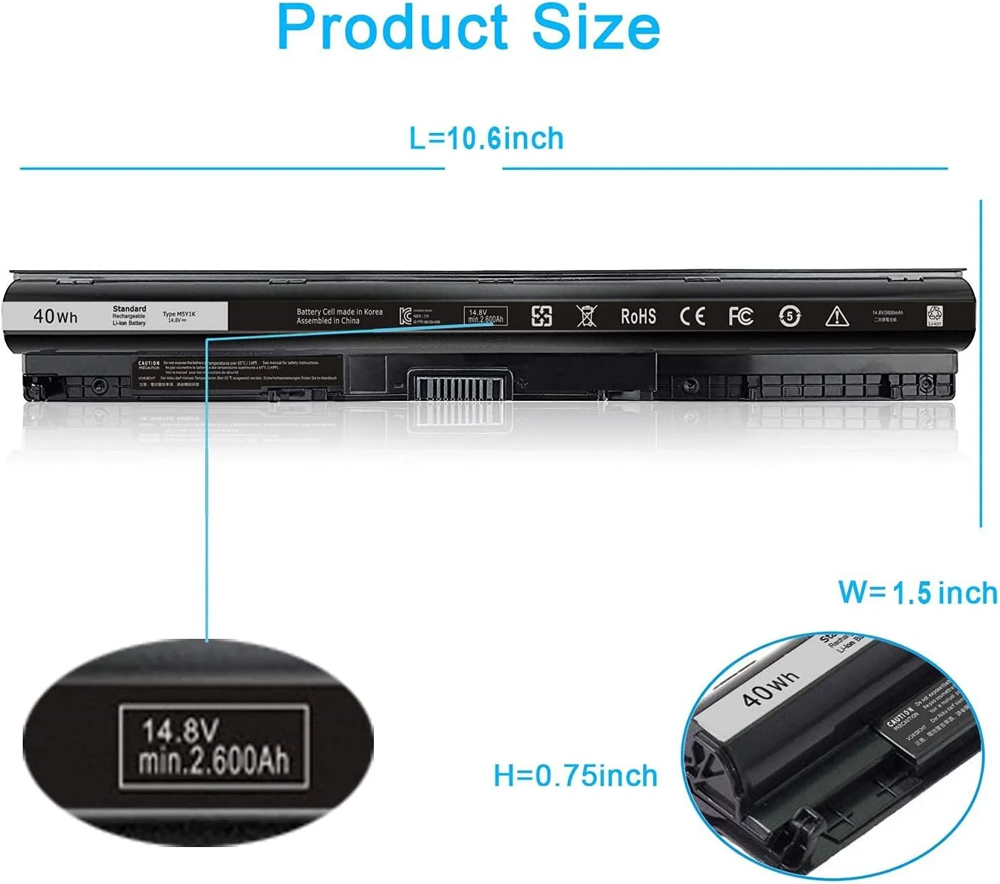 باتری 40WH M5Y1K 14.8V سازگار با لپتاپهای Dell Inspiron 15 5555 5558 5559 3558 14 3451 5458 17 5755 5758 5759 Vostro 3451 3458 3558 451-bbmg WKRJ2 باتری 40WH M5Y1K 14.8V سازگار با لپتاپهای Dell Inspiron 15 5555 5558 5559 3558 14 3451 5458 17 5755 5758 5759 Vostro 3451 3458 3558 451-bbmg WKRJ2