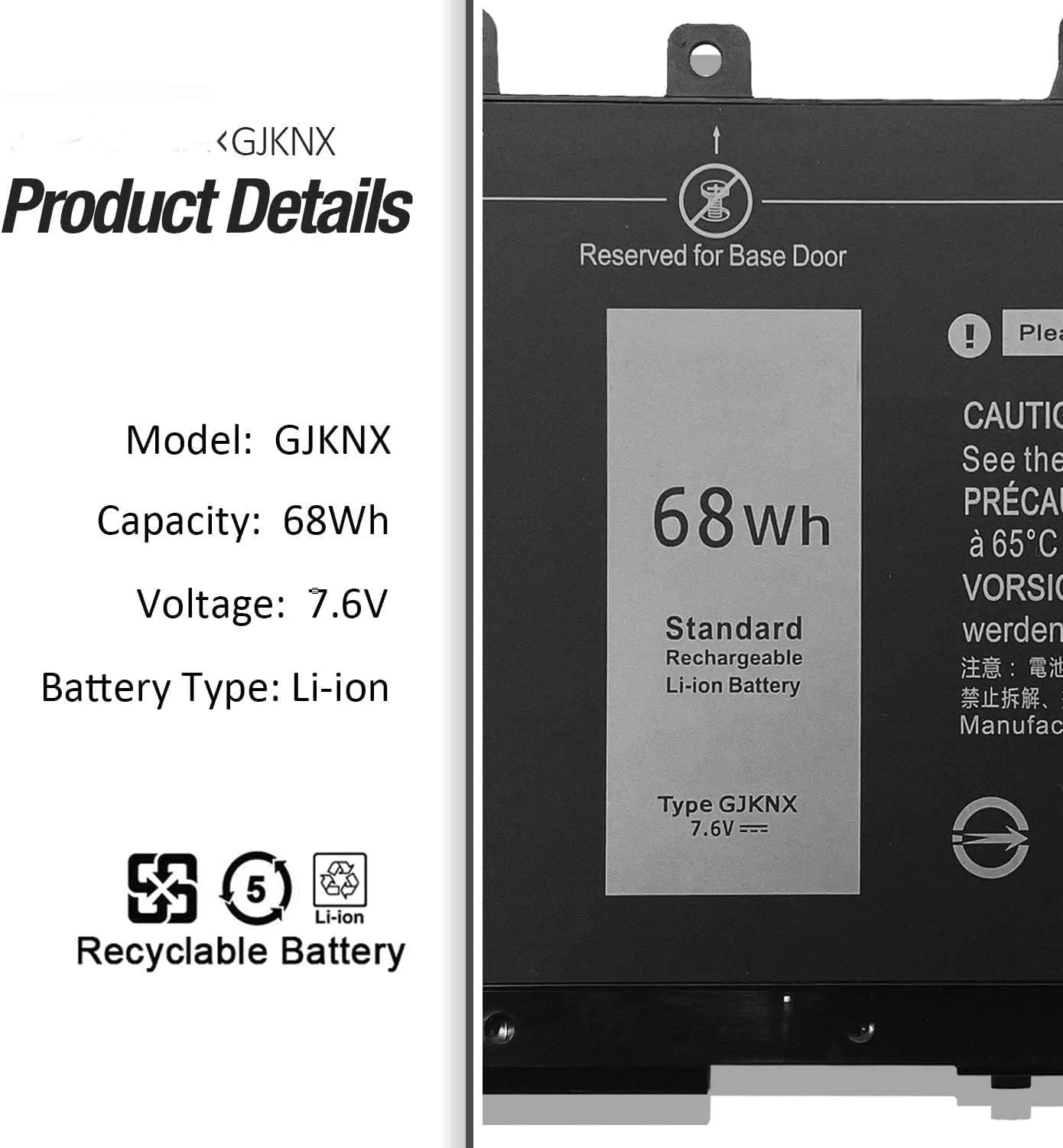 باتری لپ تاپ 7.6V 93FTF 68WH/8500mAh سازگار با Dell GJKNX 93FTF 3DDDG 0GD1JP GD1JP DY9NT 0DY9NT 5YHR4 Precision 15 3520 Mobile باتری لپ تاپ 7.6V 93FTF 68WH/8500mAh سازگار با Dell GJKNX 93FTF 3DDDG 0GD1JP GD1JP DY9NT 0DY9NT 5YHR4 Precision 15 3520 Mobile