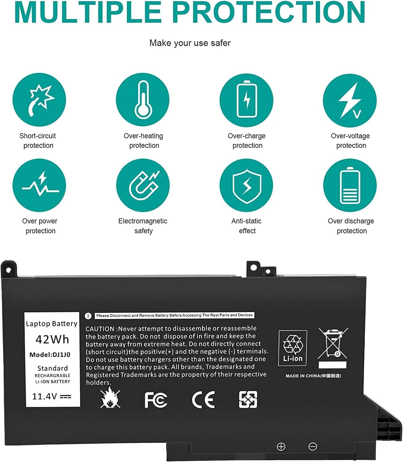 باتری لپ تاپ DJ1J0 PGFX4 مناسب برای Dell Latitude 7280 7290 7380 7390 7480 7490 لیتیوم-یونی 451-BBZL PGFX4 ONFOH DJ1JO باتری 6 سلولی باتری لپ تاپ DJ1J0 PGFX4 مناسب برای Dell Latitude 7280 7290 7380 7390 7480 7490 لیتیوم-یونی 451-BBZL PGFX4 ONFOH DJ1JO باتری 6 سلولی