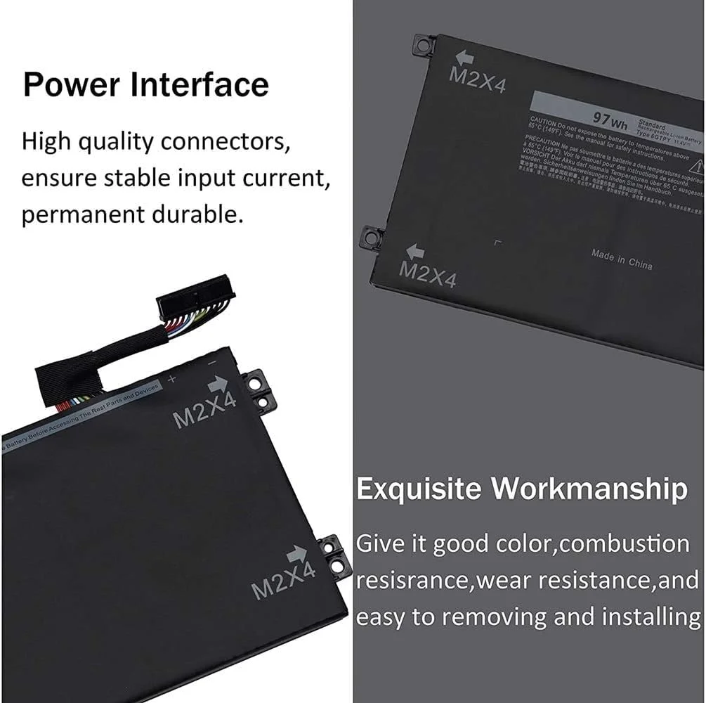 باتری لپ‌تاپ 11.4 ولت 97 وات‌ساعت 6GTPY سازگار با Dell XPS 15 9560 9550 9570 7590 Precision 5510 5520 M5520 i7-7700HQ 5XJ28 5D91C 5041C 05041C