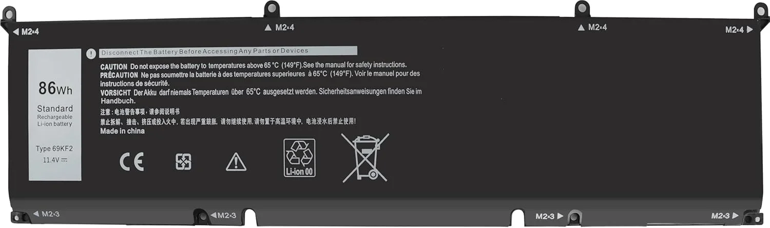 باتری لپ تاپ 11.4V 86Wh 69KF2 برای Dell Alienware M15 R3 R4 R5 R6 R7 و Dell XPS 15 9500 9510 9520 9530 و Precision 5550 5560 5570 Mobile Workstation سری 70N2F M59JH 8FCTC 08FCTC 70N2F 070N2F