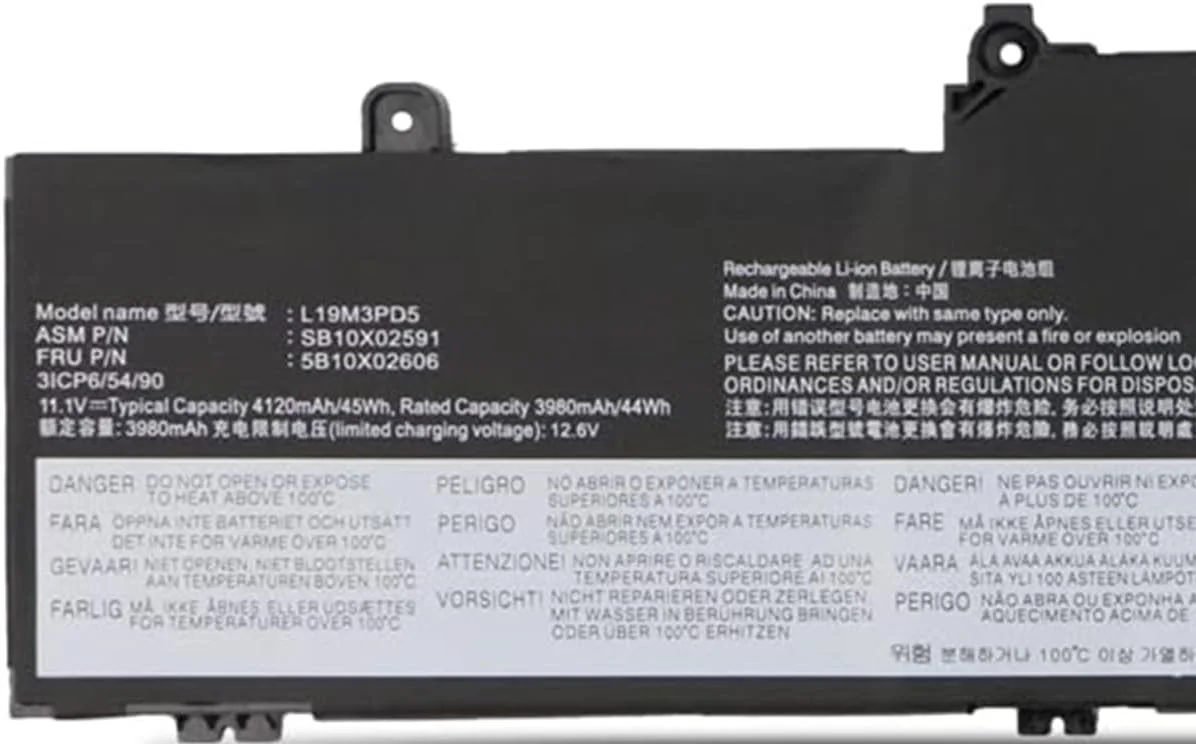 باتری 11.1 ولت 45 وات سازگار با مدل‌های ThinkPad E14 Gen 2 / E14 Gen 3 / E14 Gen 4 / E15 Gen 2 / E15 Gen 3 / E15 Gen 4 با شماره قطعات L19M3PD5 L19L3PD5 L19C3PD5 L19D3PD5 SB10X02591 5B10X02606 SB10X02597