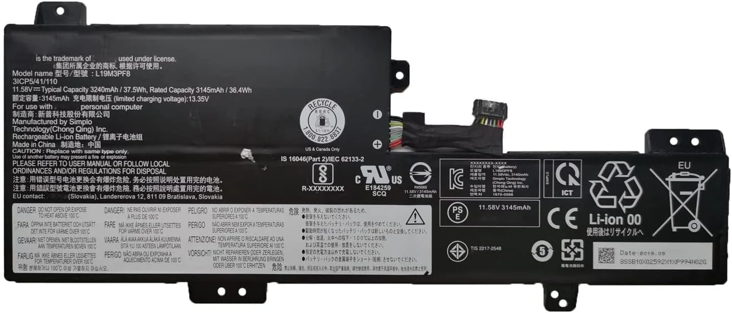 باتری لپ تاپ 11.58V 37.5Wh L19C3PF8 L19M3PF8 8SSB10X025 5B10X02604 SB10X02595 SB10X02592 سازگار با سری Len.ovo Flex 3-11 IdeaPad Flex 3-11IGL05 باتری لپ تاپ 11.58V 37.5Wh L19C3PF8 L19M3PF8 8SSB10X025 5B10X02604 SB10X02595 SB10X02592 سازگار با سری Len.ovo Flex 3-11 IdeaPad Flex 3-11IGL05
