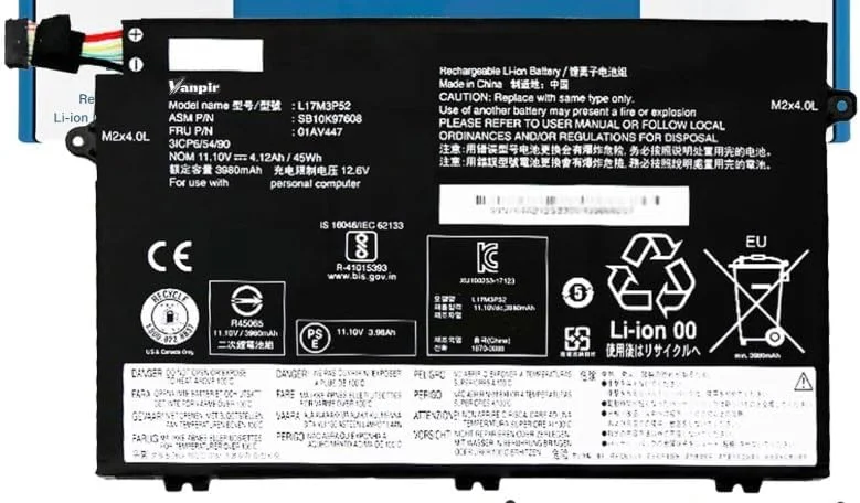 باتری لپ تاپ L17M3P52 01AV447 سازگار با لپ تاپ های سری Le.novo ThinkPad E480 E485 E495 E580 E585 E490 E590 E595 SB10K97608 L17M3P51 L17L3P51 SB10K97607 01AV446 01AV445 01AV448 باتری لپ تاپ L17M3P52 01AV447 سازگار با لپ تاپ های سری Le.novo ThinkPad E480 E485 E495 E580 E585 E490 E590 E595 SB10K97608 L17M3P51 L17L3P51 SB10K97607 01AV446 01AV445 01AV448