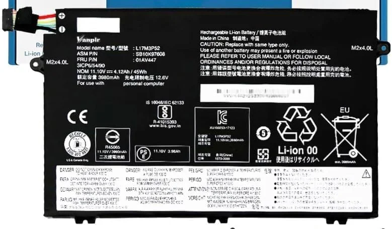 باتری لپ تاپ L17M3P52 01AV447 سازگار با لپ تاپ های سری Le.novo ThinkPad E480 E485 E495 E580 E585 E490 E590 E595 SB10K97608 L17M3P51 L17L3P51 SB10K97607 01AV446 01AV445 01AV448 باتری لپ تاپ L17M3P52 01AV447 سازگار با لپ تاپ های سری Le.novo ThinkPad E480 E485 E495 E580 E585 E490 E590 E595 SB10K97608 L17M3P51 L17L3P51 SB10K97607 01AV446 01AV445 01AV448