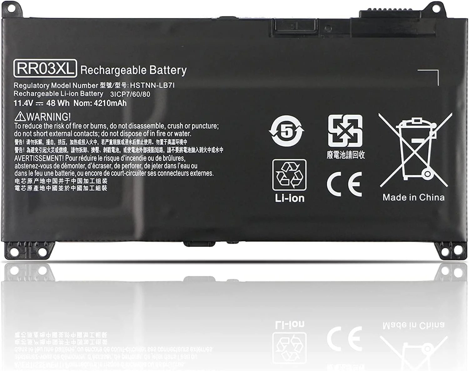 باتری لپ تاپ RR03XL برای HP ProBook 430 440 450 455 470 G4 G5 Mobile Thin Client MT20 MT21 Series HSTNN-PB6W HSTNN-LB7I HSTNN-LB71 HSTNN-UB7C HSTNN-I74C 851477-421 851477-541 851477-831