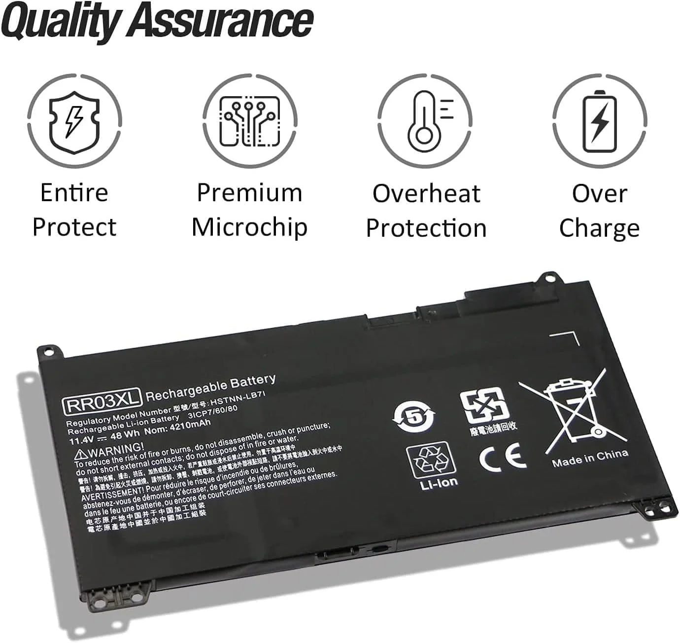 باتری لپ تاپ RR03XL برای HP ProBook 430 440 450 455 470 G4 G5 Mobile Thin Client MT20 MT21 Series HSTNN-PB6W HSTNN-LB7I HSTNN-LB71 HSTNN-UB7C HSTNN-I74C 851477-421 851477-541 851477-831