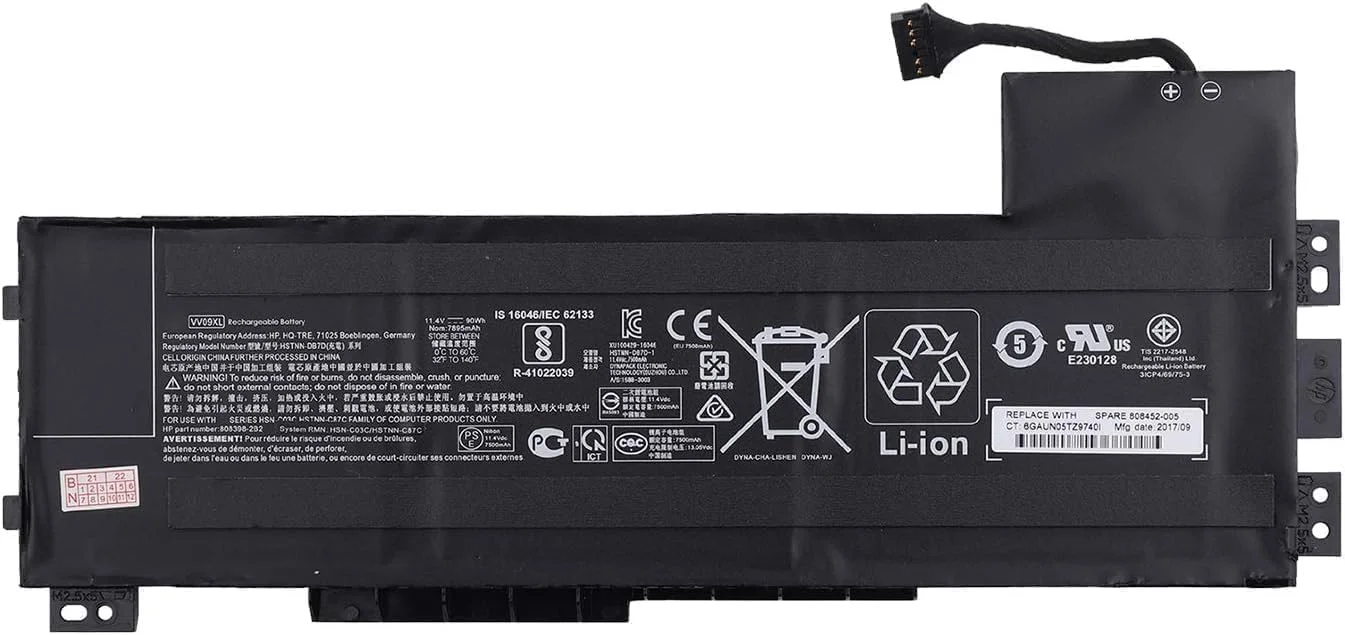 باتری جایگزین لپ تاپ HOME SELLER VV09XL HSTNN-DB7D سازگار با سری ایستگاه کاری موبایل HP ZBook 15 G3 G4 17 G3 HSTNN-DB7D