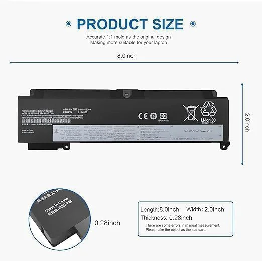 باتری جایگزین عمومی جدید برای سری //Le.novo Think.Pad T460S T470S مدل‌های SB10J79003 01AV405 01AV462 00HW024 00HW025 00HW038 01AV407 01AV408 J79002 SB10K97605