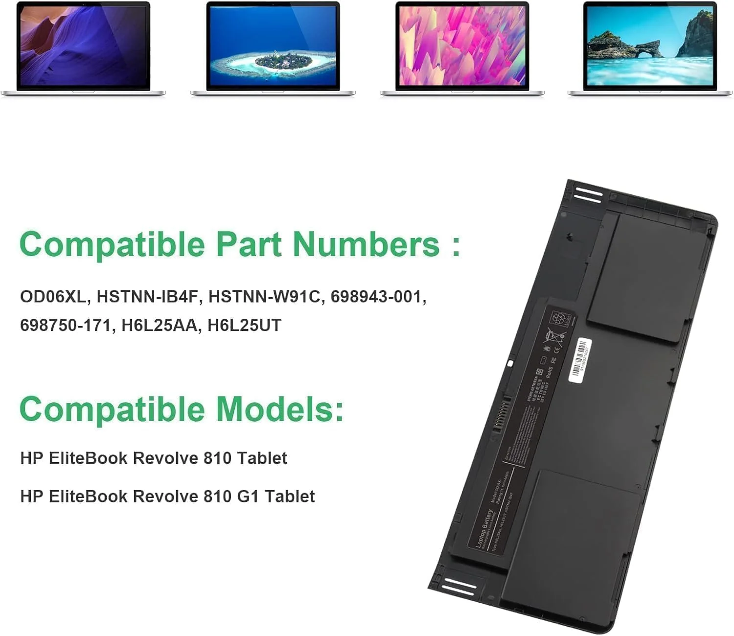 باتری جدید OD06XL OD06 برای تبلت های سری //H.P Elite.book Revolve 810 G1 G2 مدل ODO6XL 698750-171 698750-1C1 698943-001 H6L25AA H6L25UT HSTNN-IB4F HSTNN-W91C