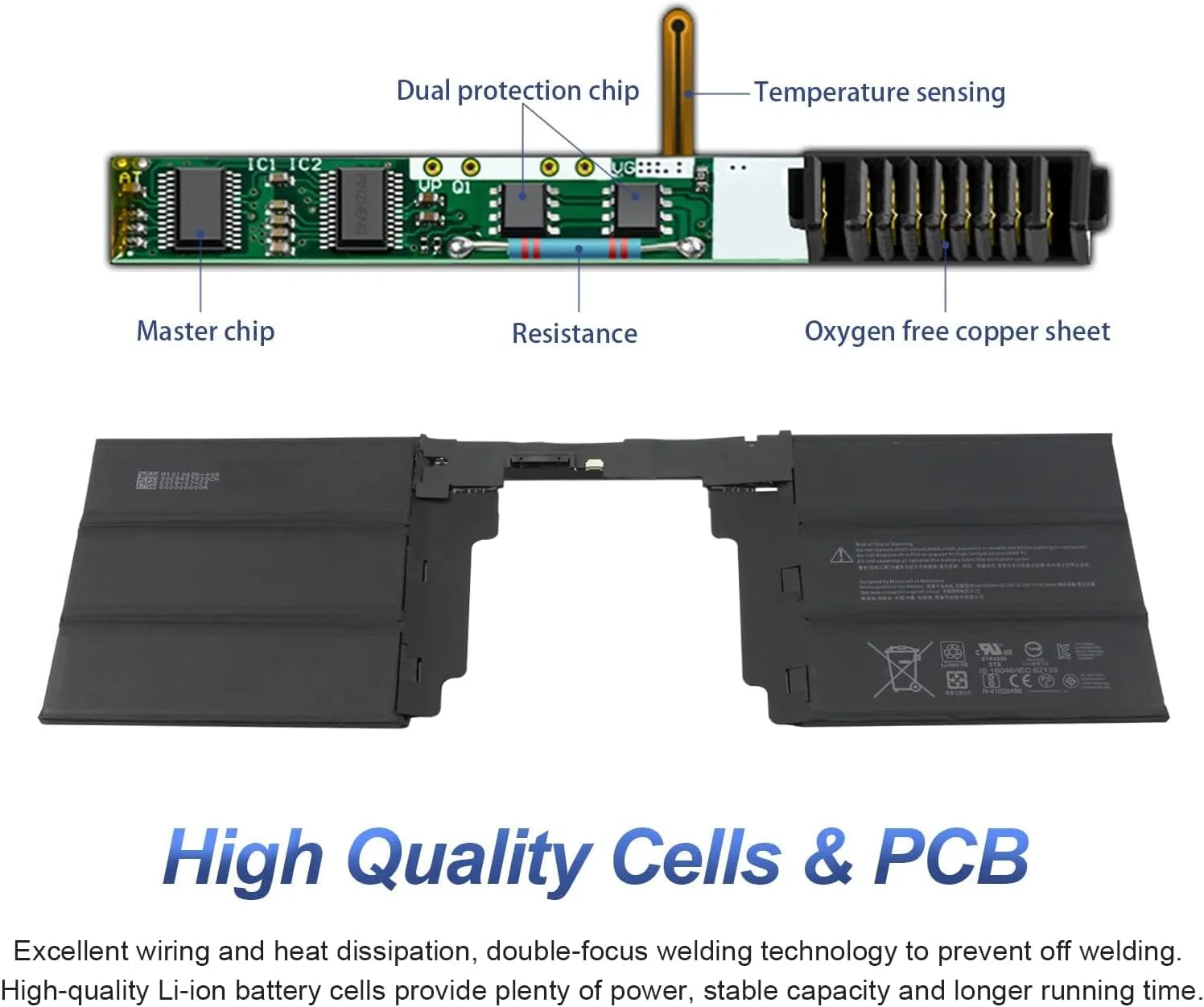 باتری کیبورد مدل G3HTA040H G3HTA041H سازگار با Microsoft Surface Book 2 15 اینچی سری Performance Base، 11.36 ولت 5473 میلی آمپر ساعت 62.2 وات ساعت