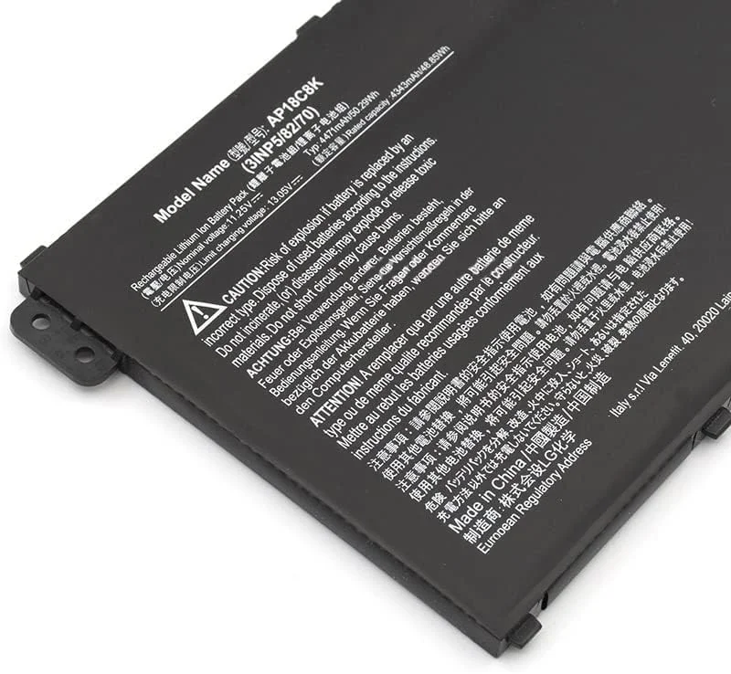 باتری لپ تاپ با تحویل سریع سازگار با تبلت Acer AP18C8K، 11.25 ولت، 4471 میلی آمپر ساعت، 50.29 وات ساعت