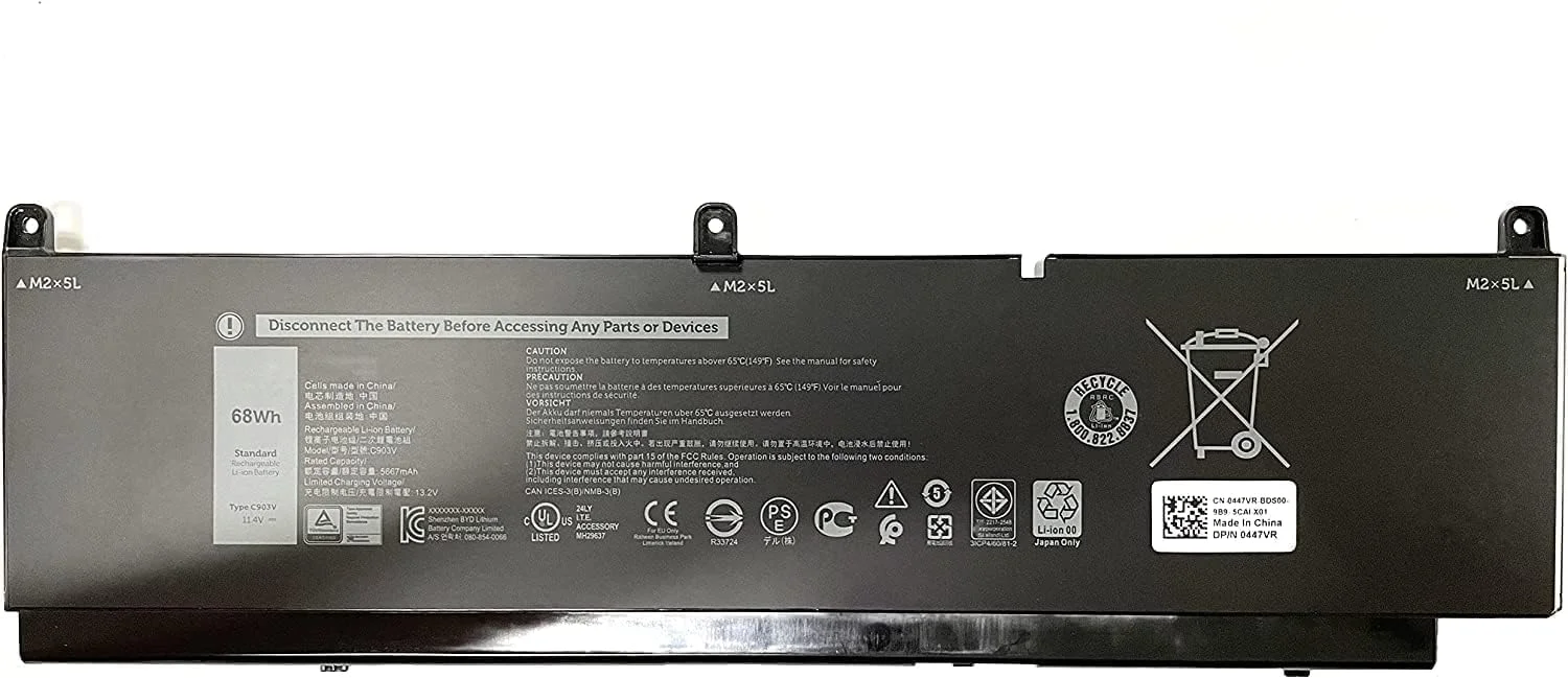 باتری لپ تاپ 11.4V 68Wh 68ND3 CR72X G5FJ8 J0VNR CR72X 17C06 جایگزین برای ایستگاه کاری موبایل D.ell Precision 7550 7560 7750 7760