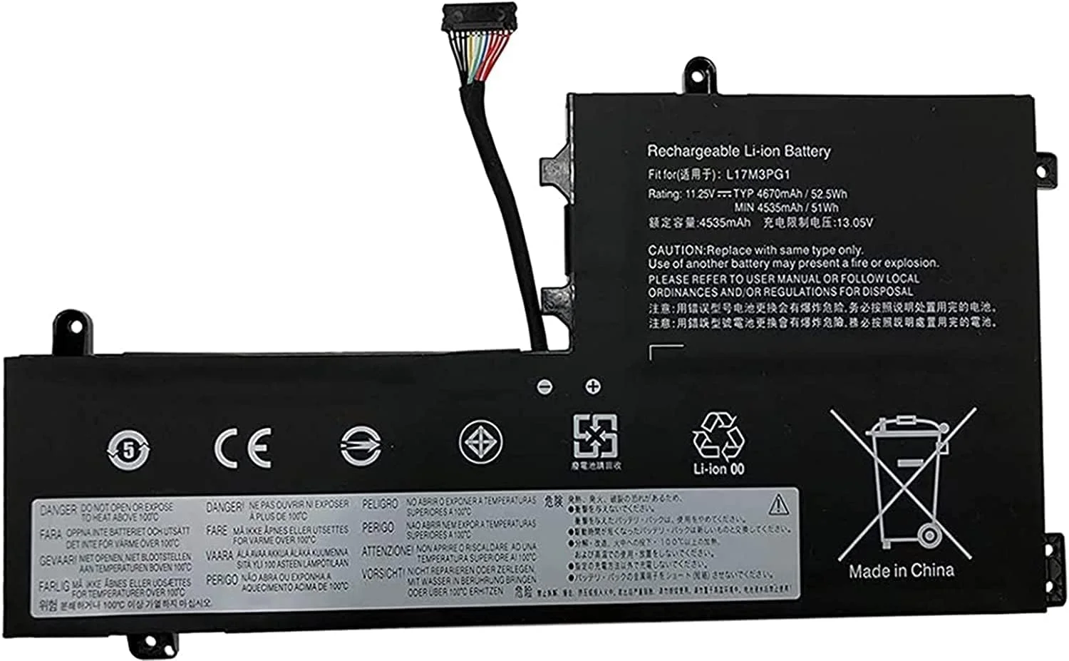 باتری مدل L17M3PG1 سازگار با لپ‌تاپ‌های لنوو Y530-15ICH Y7000 2019 1050 Y7000-2019-PG0 Y540-15IRH-PG0 Y540-17IRH-PG0 Y7000P L17L3PG1 L17C3PG1 L17M3PG3 11.25V