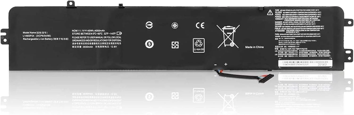 باتری L14M3P24 سازگار با لپ‌تاپ‌های Lenovo Y520-15IKBA Y520-15IKBM Y520-15IKBN IdeaPad Y700-14ISK 700-15ISK 700-17ISK سری L14S3P24 L16S3P24 L16M3P24، 11.1 ولت، 45 وات‌ساعت