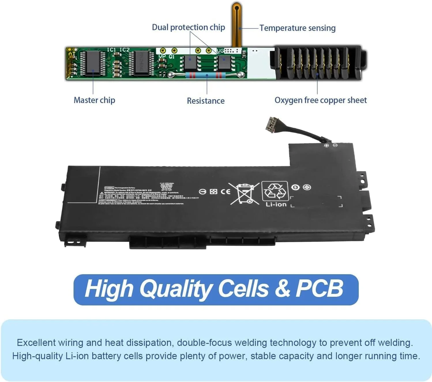 باتری لپ تاپ زنیکس VV09XL سازگار با سری ایستگاه کاری موبایل HP ZBook 15 G3 G4 مدل های HSTNN-DB7D HSTNN-C87C 808398-2B1 808398-2C1 808452-001 808452-002 808452-005 808398-2C2 VV09090XL