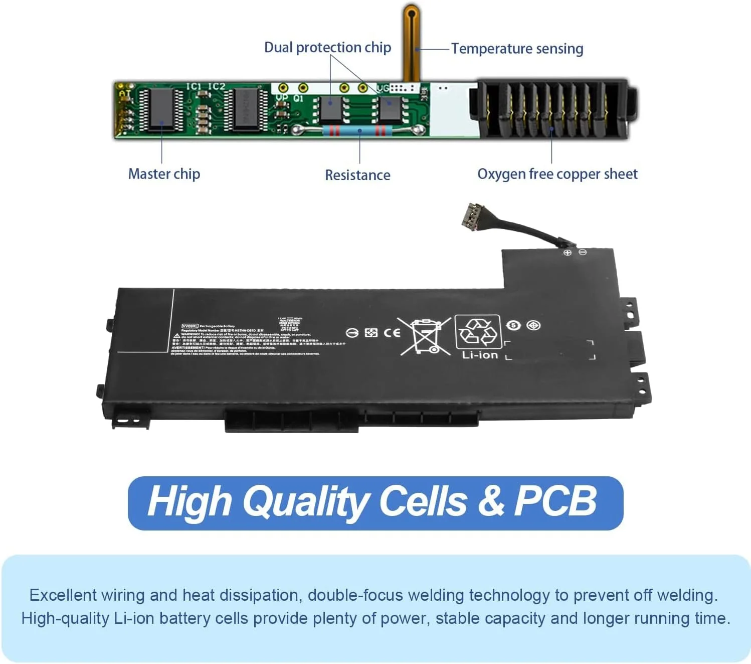 باتری لپ تاپ VV09XL سازگار با سری ایستگاه کاری موبایل HP ZBook 15 G3 G4 مدل های HSTNN-DB7D HSTNN-C87C 808398-2B1 808398-2C1 808452-001 808452-002 808452-005 808398-2C2 VV09090XL