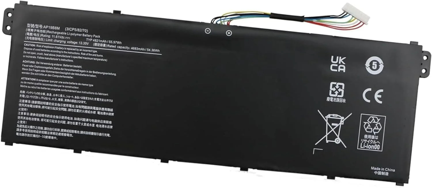 باتری AP19B8M 3ICP5/82/70 سازگار با Acer TravelMate P4 TMP414-51 Swift 3 SF314-59 SF314-59-78Z8 Porsche Design Book RS AP714-51GT 11.61V 55.97Wh 4821mAh