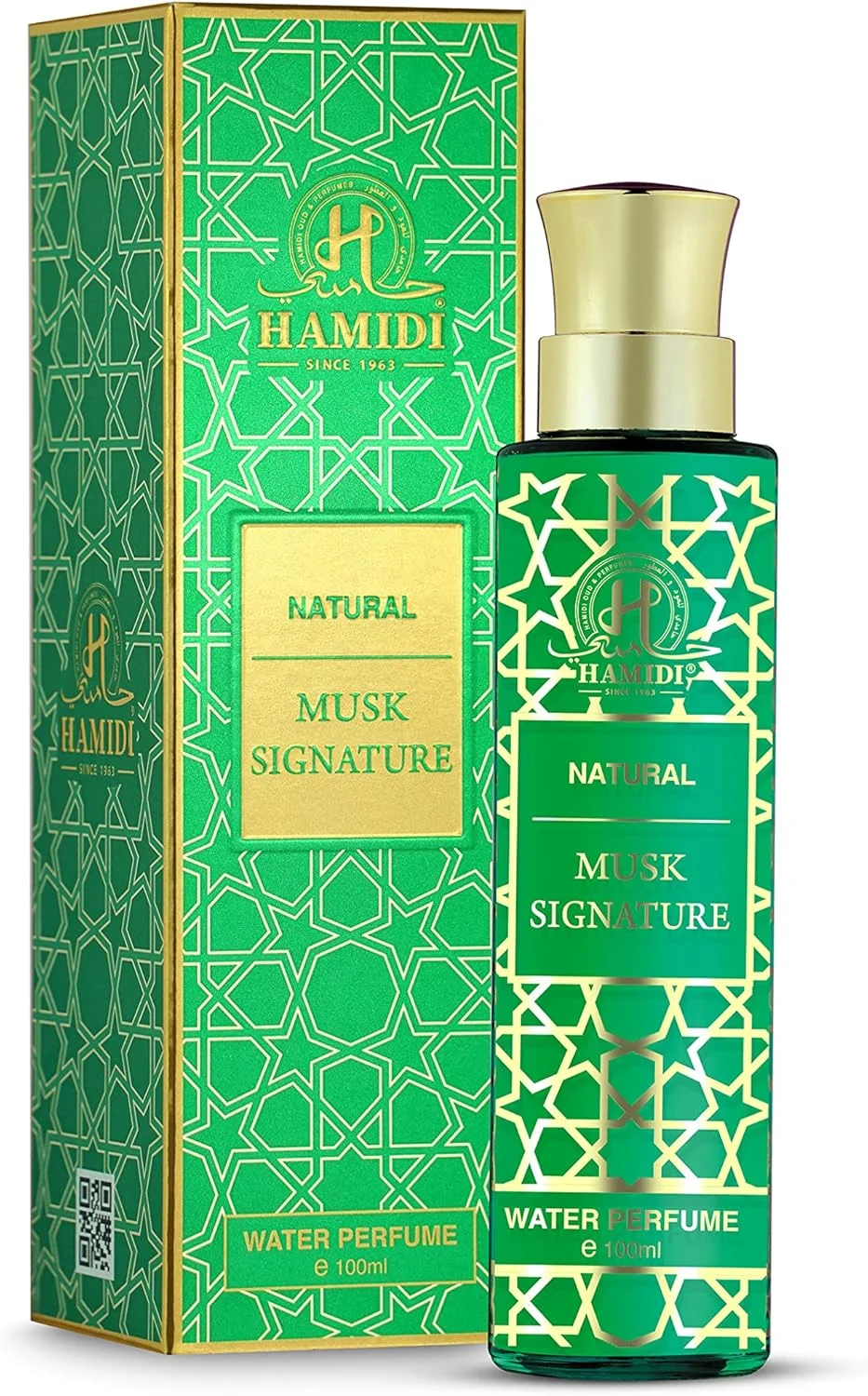 عطر آبی مشک سبز طبیعی حمیدی بدون الکل مناسب برای آقایان و بانوان ۱۰۰ میلی لیتر - مجموعه امضا - عطر مردانه - عطر زنانه - رایحه - پیشنهادات ویژه - بدون الکل - ماندگاری بالا