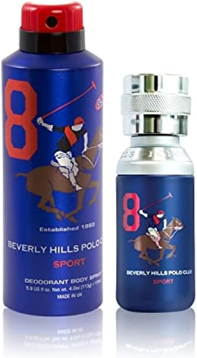 مجموعه هدیه مردانه Beverly Hills Polo Club Sport No.8 شامل ادو تویلت ۱۰۰ میلی لیتر + اسپری دئودورانت ورزشی ۱۷۵ میلی لیتر