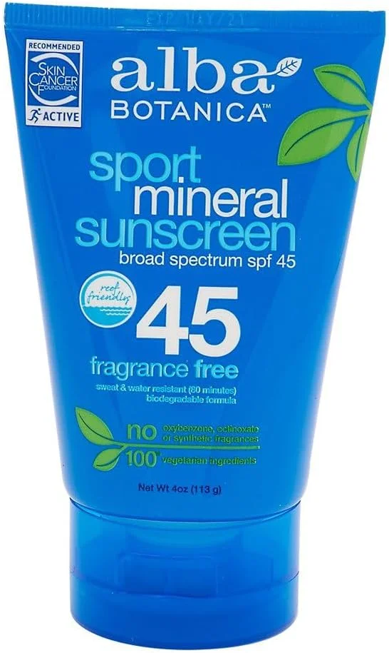 لوسیون ضد آفتاب معدنی بدون عطر آلبا بوتانیکا SPF 45، 118 میلی لیتر