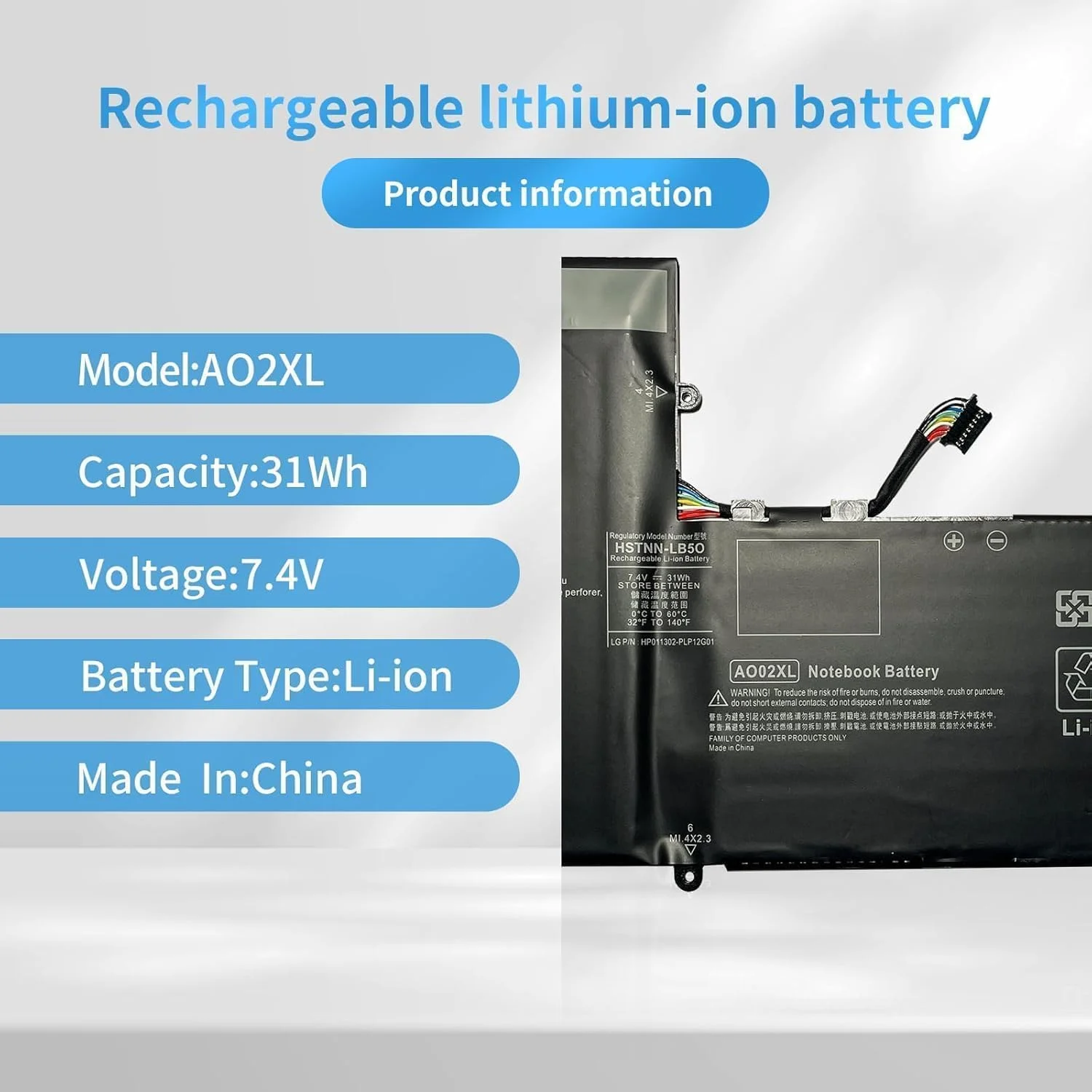باتری لپ تاپ جایگزین سازگار 7.4V 31wh AO02XL برای H.P ElitePad 1000 G2 HSTNN-LB5O 728250-1C1 728558-005 728250-421 A002XL