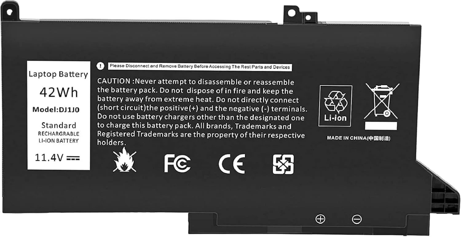 باتری لپ تاپ 11.4 ولت 42 وات ساعت (DJ1J0 PGFX4) سازگار با Dell Latitude 7280 7290 7380 7390 7480 7490 باتری لیتیوم-یونی 451-BBZL PGFX4 ONFOH DJ1JO جایگزین