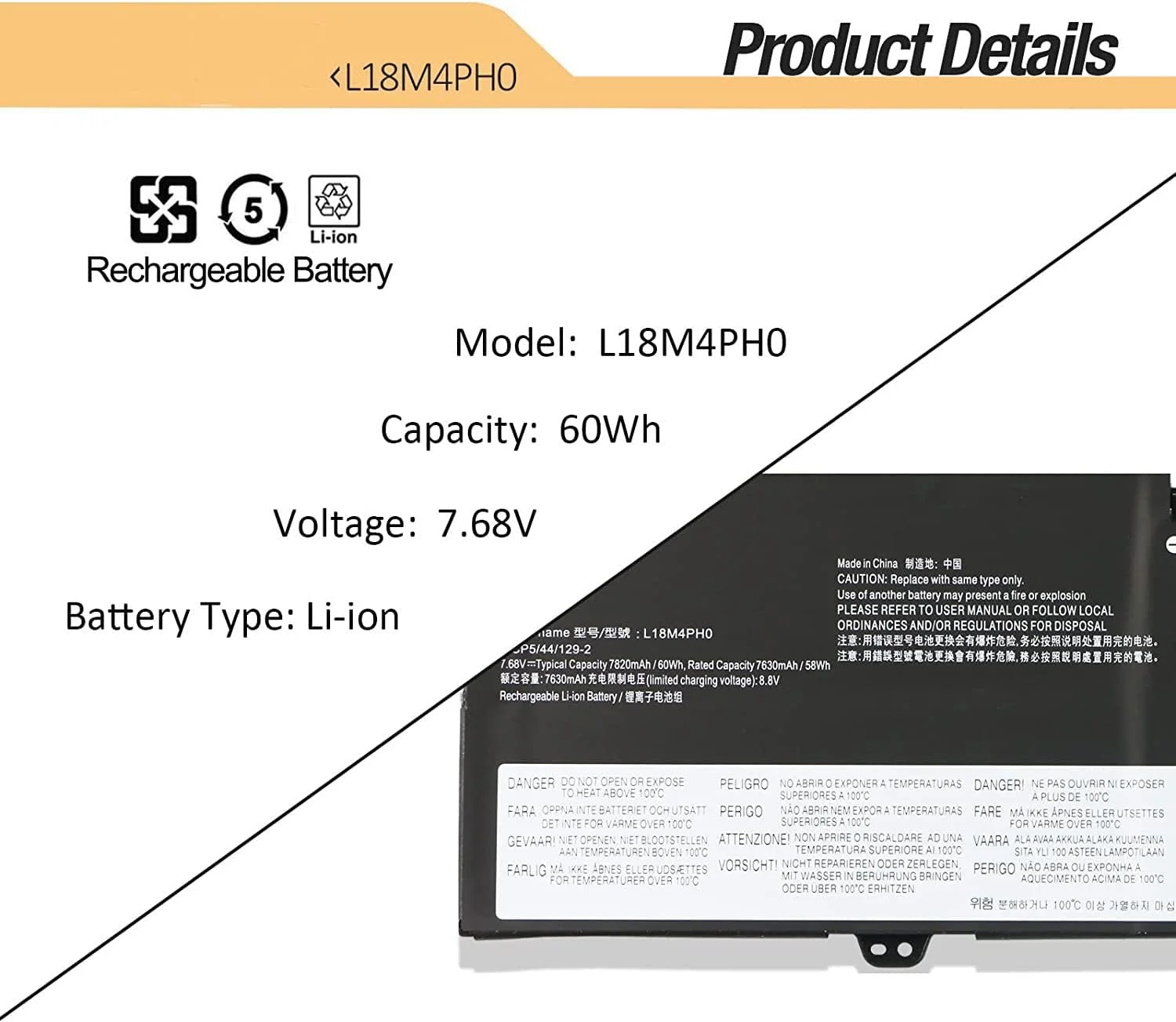 باتری مدل L18M4PH0 L18C4PH0 سازگار با لپ‌تاپ‌های Lenovo Yoga C940-14IIL Series