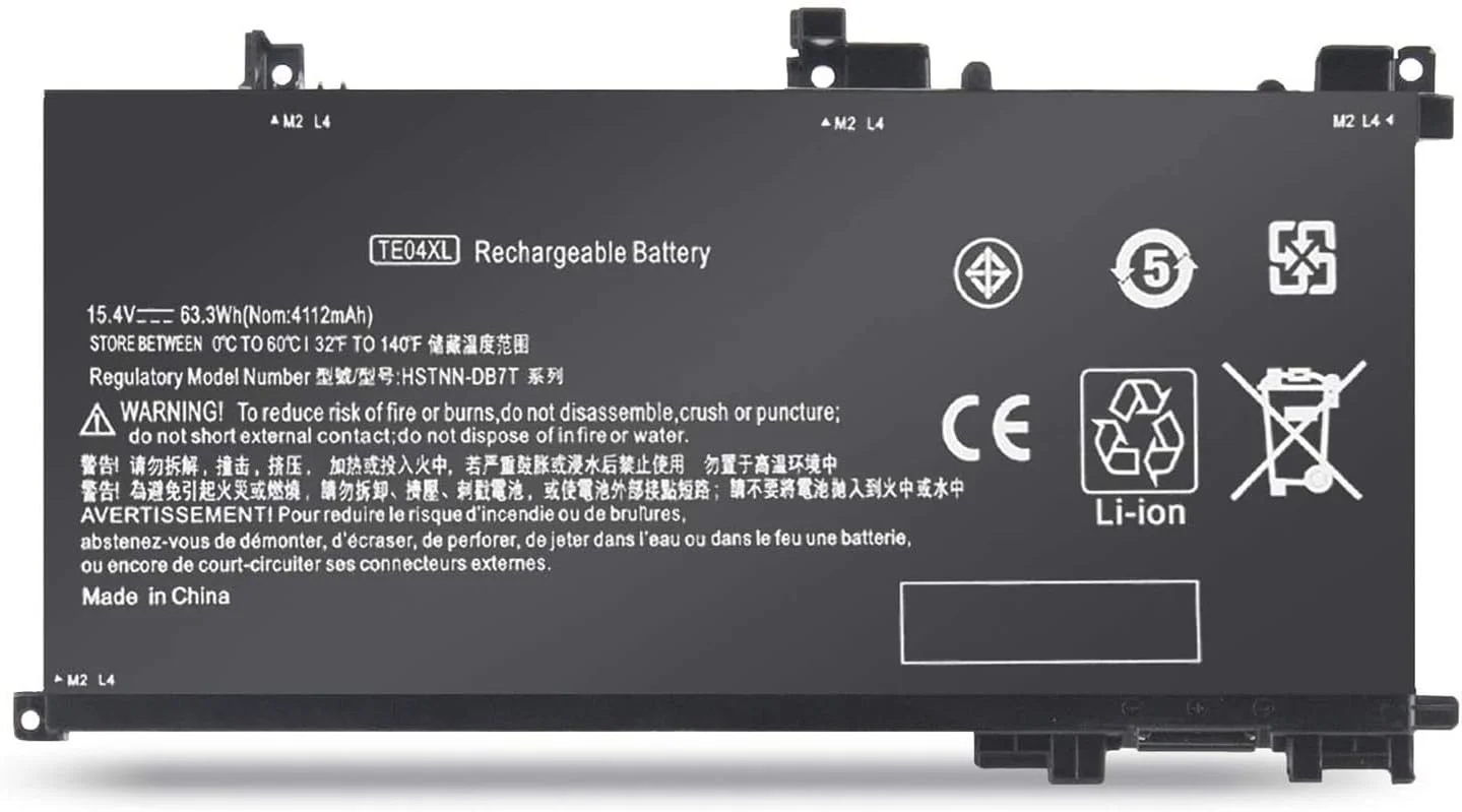 باتری TE04XL سازگار با لپ‌تاپ‌های HP OMEN سری 15-AX200، 15-AX214TX، 15-AX216TX، 15-AX217TX، 15-AX218TX، 15-AX224TX، 15-AX225TX، 15-AX226TX و Pavilion سری 15-BC200 و 15T-BC200