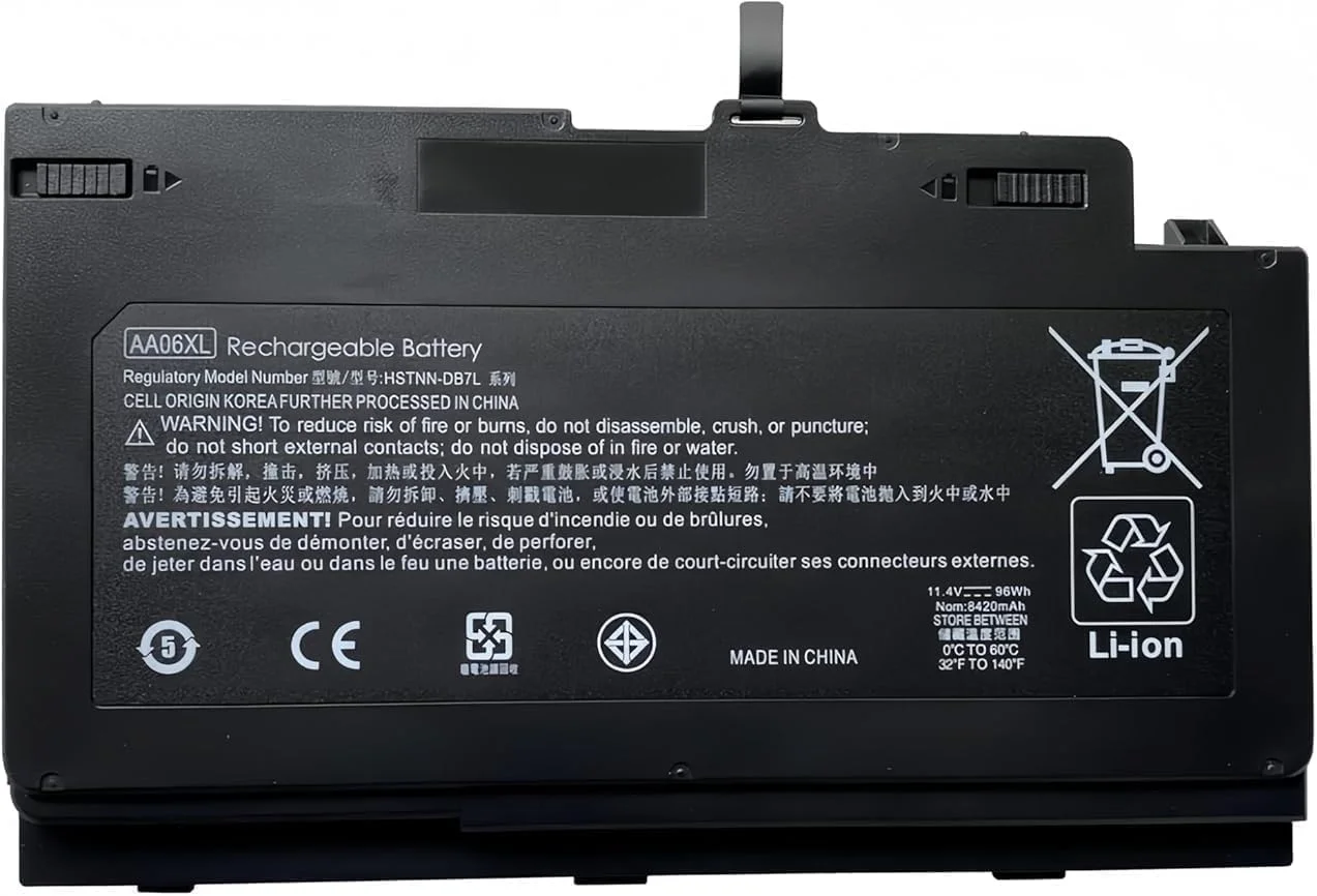 باتری لپ تاپ سازگار با ایستگاه کاری موبایل HP ZBook 17 G4 مدل HSTNN-DB7L AA06096XL AAO6XL 852711-850 852527-241 852527-242 852527-221 852527-222