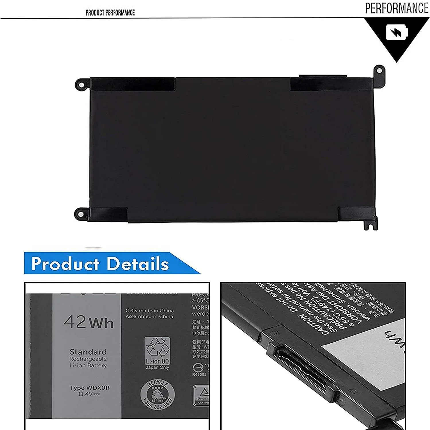 باطری WDX0R مدل T2JX4 3CRH3 WDXOR مناسب برای Dell Inspiron 13