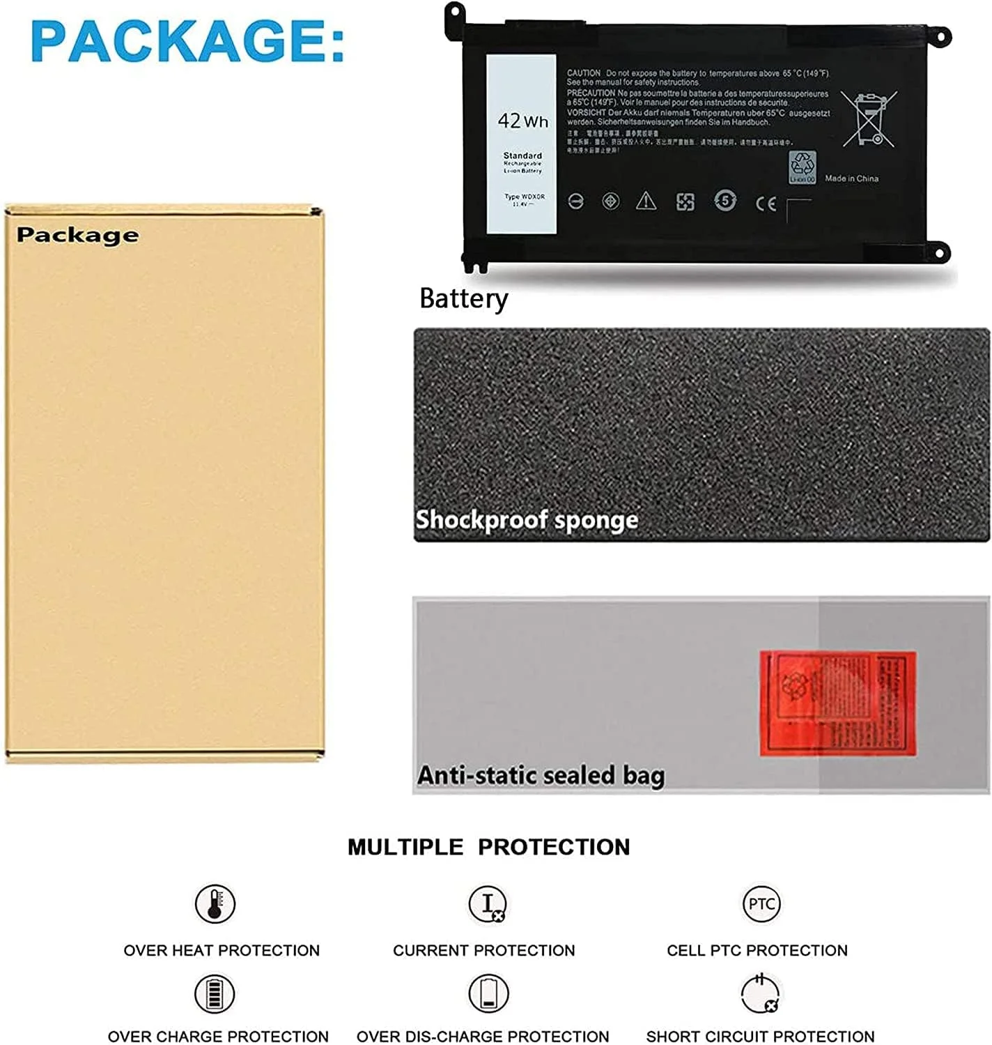 باطری WDX0R مدل T2JX4 3CRH3 WDXOR مناسب برای Dell Inspiron 13